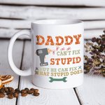 Tasse à Café en Céramique Personnalisée avec Noms Papa et Enfants Style Dad Can't Fix Stupid Cadeau Anniversaire Fête des Pères pour Homme
