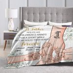 Personalised Father Holds Children's Hands Forever Soft Blanket with 1-6 Names Father's Day Gift for Dad Grandpa