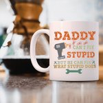Tasse à Café en Céramique Personnalisée avec Noms Papa et Enfants Style Dad Can't Fix Stupid Cadeau Anniversaire Fête des Pères pour Homme