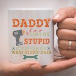 Tasse à Café en Céramique Personnalisée avec Noms Papa et Enfants Style Dad Can't Fix Stupid Cadeau Anniversaire Fête des Pères pour Homme