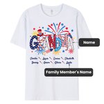 Personalized 4th of July Firework Independence Day Patriotic T-Shirt with Family Members' Names