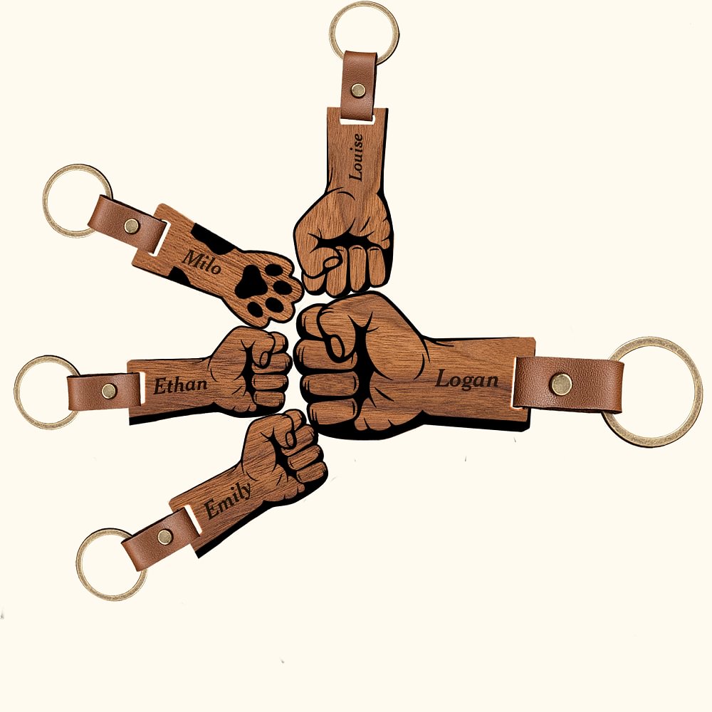 Porte-Clés de Poings Personnalisé avec Nom Cadeau Fête des Pères pour Homme Papa
