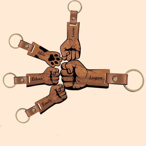 Gepersonaliseerde Bro Vuisten Sleutelhanger Vaderdag Cadeau