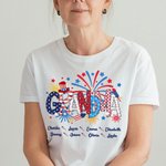 Personalized 4th of July Firework Independence Day Patriotic T-Shirt with Family Members' Names