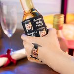 Personalized Temporary Tattoo Stickers and Wine Bottle Cover Grad Party Favors