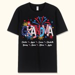 Personalized 4th of July Firework Independence Day Patriotic T-Shirt with Family Members' Names