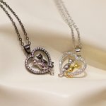 Personalized Heart Shape Two Cats Necklace Gift for Her