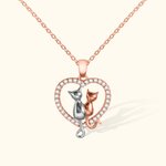 Personalized Heart Shape Two Cats Necklace Gift for Her