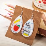 Personalise Acrylic Dangle Earrings with Name Teacher Appreciation Gift for Her