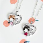 Collar Colgante Personalizado Caballo con Chica Forma de Corazon Regalos para Ella