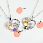 Collar Colgante Personalizado Caballo con Chica Forma de Corazon Regalos para Ella