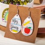 Personalise Acrylic Dangle Earrings with Name Teacher Appreciation Gift for Her