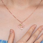 Personalized Mother and Child Love Heart Birthstone Necklace for Mother Grandma Wife