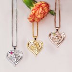 Personalized Mother and Child Love Heart Birthstone Necklace for Mother Grandma Wife