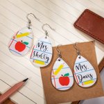 Personalise Acrylic Dangle Earrings with Name Teacher Appreciation Gift for Her