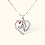 Personalized Mother and Child Love Heart Birthstone Necklace for Mother Grandma Wife