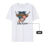 Personalized Independence Day T-shirt with American Flag Highland Cow Funny 4th of July Shirt