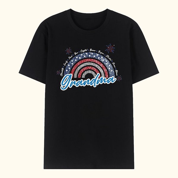 Personalized Independence Day Stars and Stripes Rainbow T-Shirt Gift for Her and Him