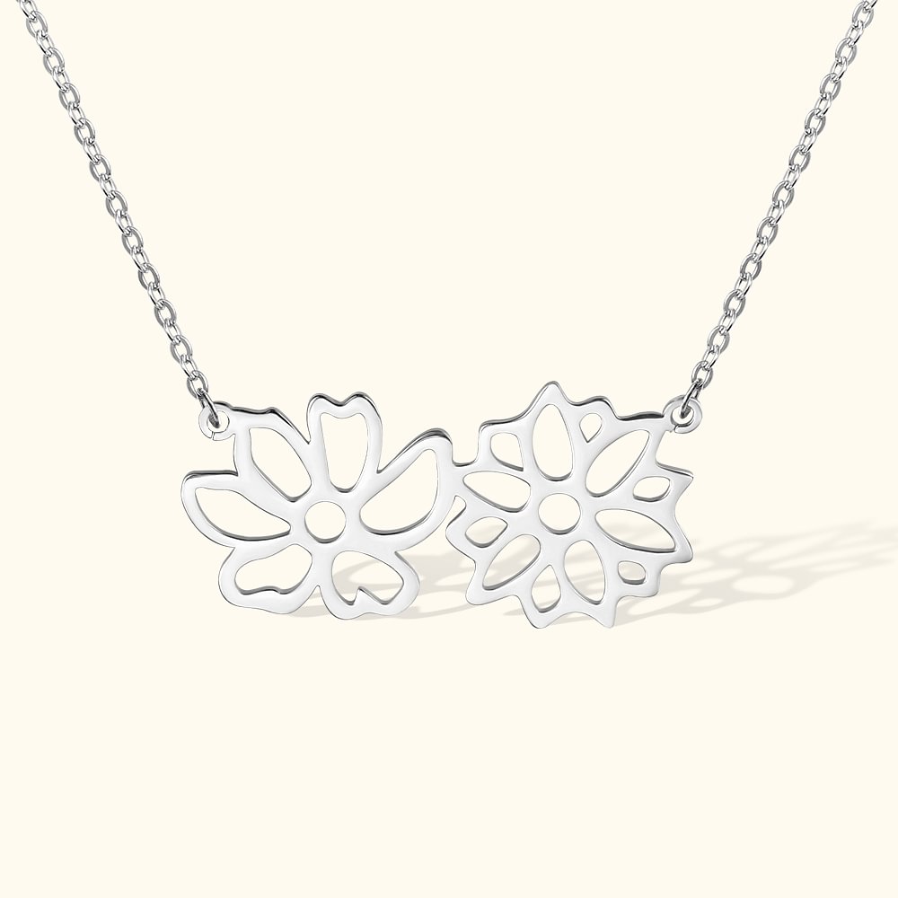 Collier à Personnaliser avec Fleur de Naissan Cadeau Anniversaire Fête pour Mère Femme