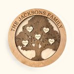 Personalisierte 3D The Family Tree Holzschild mit 1-9 eingravierten Namen & Herz Tags Housewarming Hochzeit Home Decor Geschenk für Familie Paar