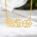 Personalized Birth Flower Necklace for Mother Grandma Jewelry Gift
