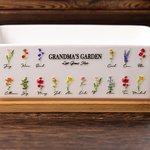 Pot de Fleurs Personnalisé avec Nom et Fleur de Mois de Naissance Cadeau pour Mère ou Grand-Mère