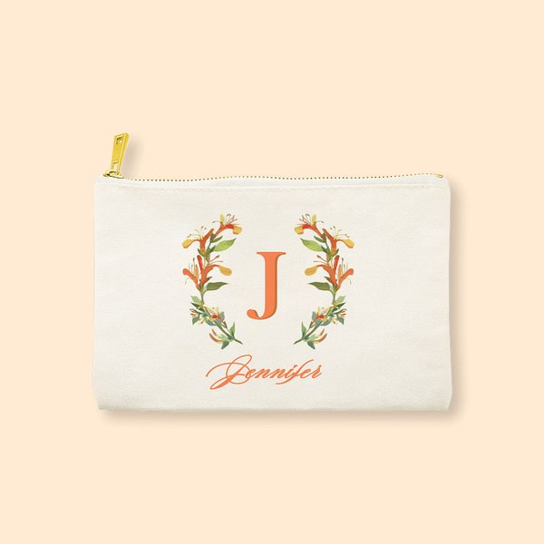 Embroidered Birth Flower Make up Bag