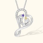 Collar Personalizado Pies de Bebé Corazón con 2 Piedras de Nacimiento y Nombres Para Regalo de Madre
