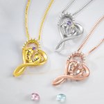 Personalisierte Baby Füße Herzkette mit 2 Geburtssteinen und Namen Geschenk für Mutter zum Muttertag