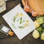 Personalisierte Make up Tasche mit Geburtsblume und Name