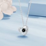 Collier Photo Projection Personnalisée Forme Coeur Micro Sculpté Cadeau Anniversaire Saint Valentin pour Femme