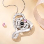 Personalized Photo Projection Baby Feet Heart Necklace with Names