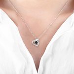 Collier Photo Projection Personnalisée Forme Coeur Micro Sculpté Cadeau Anniversaire Saint Valentin pour Femme