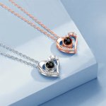 Collier Photo Projection Personnalisée Forme Coeur Micro Sculpté Cadeau Anniversaire Saint Valentin pour Femme