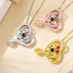 Personalized Photo Projection Baby Feet Heart Necklace with Names