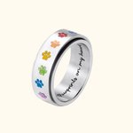 Anillo Anti Ansiedad Personalizado Rainbow Pet Paw Print Spinner