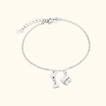 Personalizado Dog Bone y Cat Head Charm Pet Necklace and Bracelet with Paw Print