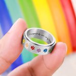 Anneau anti-anxiété personnalisé Rainbow Pet Paw Print Spinner