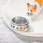 Anneau anti-anxiété personnalisé Rainbow Pet Paw Print Spinner