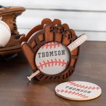 Personalized 3 Pack Baseball Design Drink Coasters Set with Holder