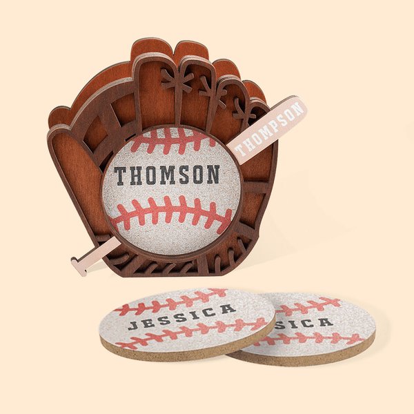 3 Pack Baseball Design Coasters Set