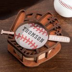 Personalized 3 Pack Baseball Design Drink Coasters Set with Holder