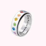 Anneau anti-anxiété personnalisé Rainbow Pet Paw Print Spinner
