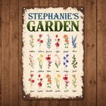 Plaque de Jardin Personnalisée avec 1-18 Noms et Fleurs de Naissance Enseigne en Métal Cadeau Jardinage Fête pour Maman Grand-Mère