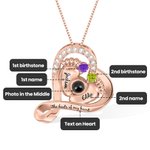Personalized Photo Projection Baby Feet Heart Necklace with Names