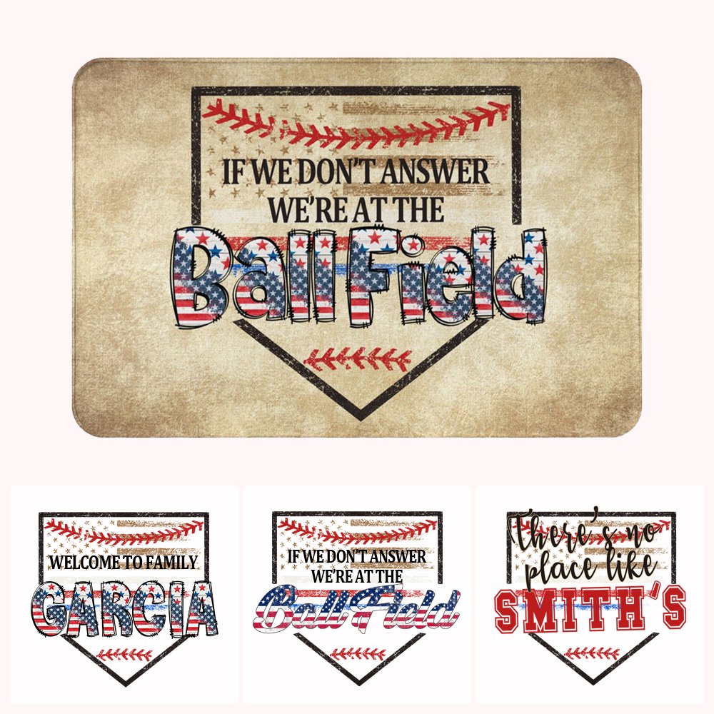 Paillasson en flanelle de bienvenue Baseball personnalisé pour le 4 juillet
