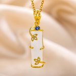 Personalized Natural Jade Pendant Charm Necklace with Birthstone