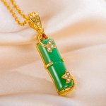 Personalized Natural Jade Pendant Charm Necklace with Birthstone