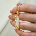 Personalized Natural Jade Pendant Charm Necklace with Birthstone