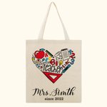 Personalized Teacher's Appreciation Canvas Tote Bags